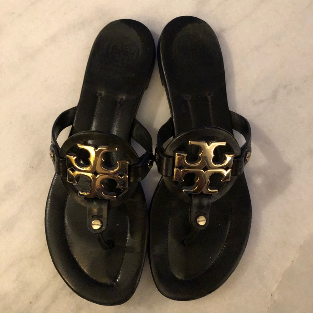 Tory Burch black and gold Miller sandal - size 8.5